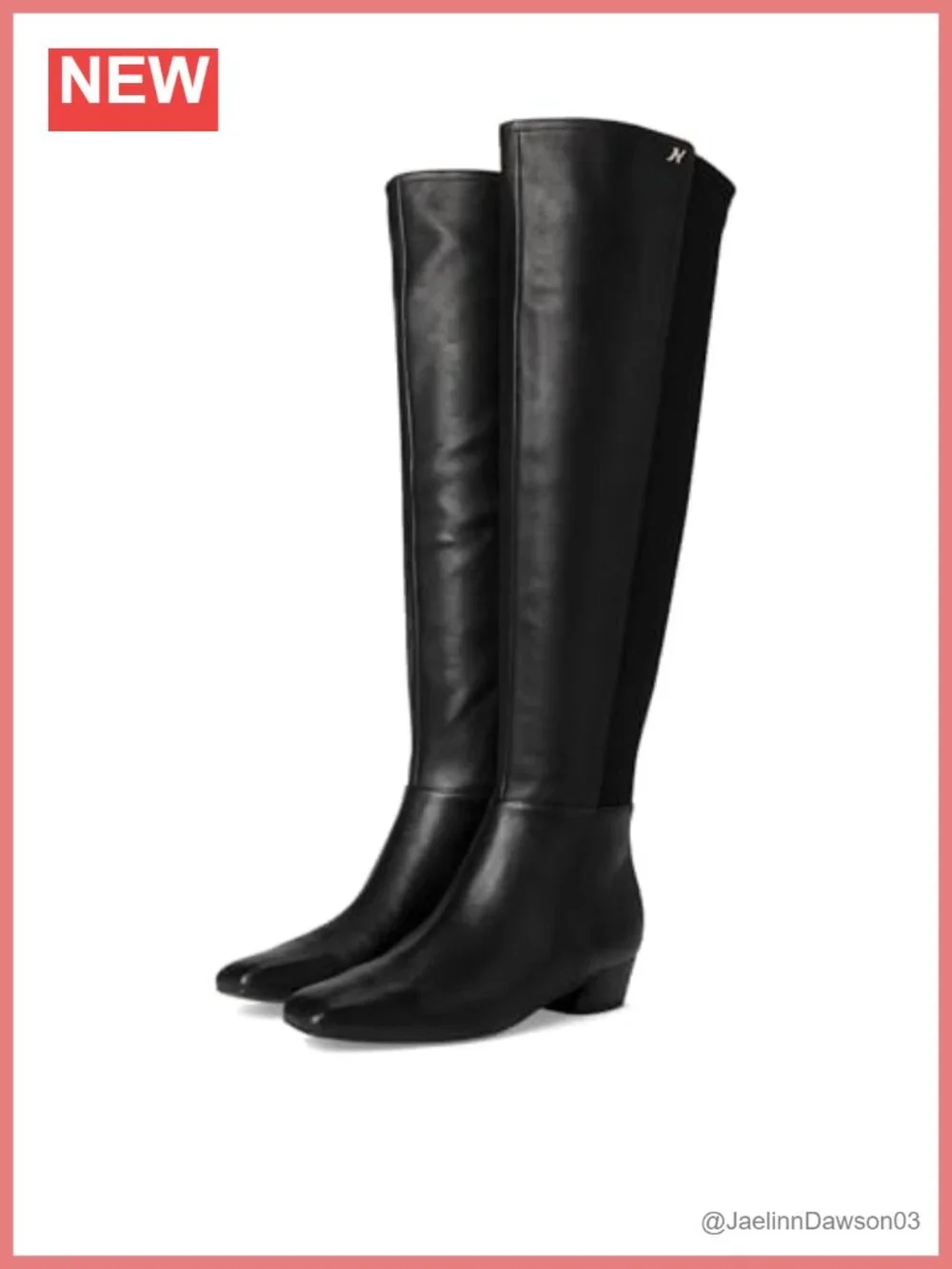 Naturalizer Reese Knee-High Boots Leather Neoprene Block Heel